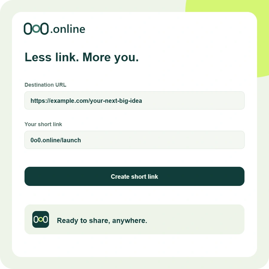 Screenshot of the app short URL editing page